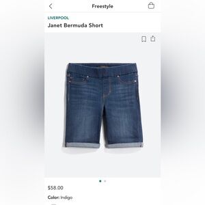 Liverpool Janet Bermuda Short Indigo Size 12